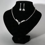 Fashion Korean water drop, bride necklace, earring set, silver plated wedding jewelry 2 sets Pi-Mart