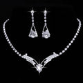 Fashion Korean water drop, bride necklace, earring set, silver plated wedding jewelry 2 sets Pi-Mart