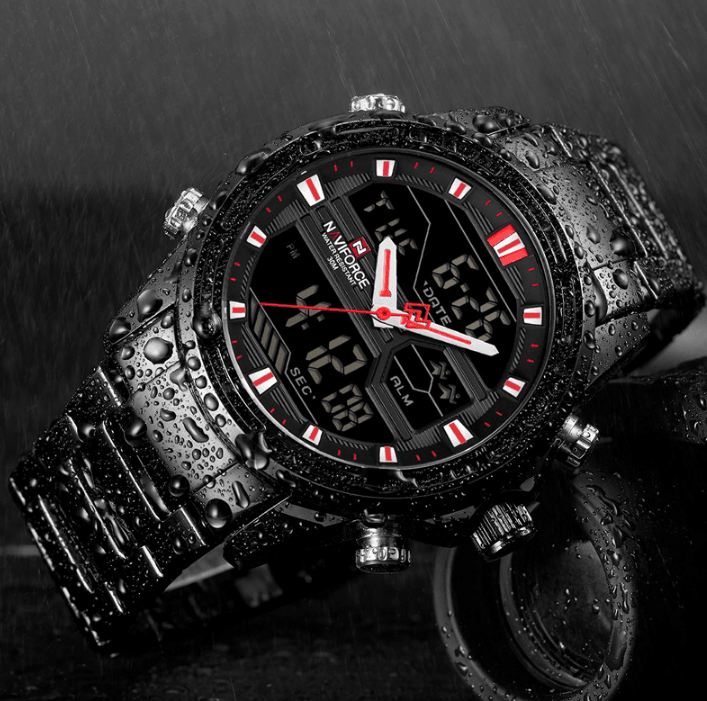 Mens Wrist Watch, Waterproof Analog Digital Watches Multifunction Stainless Steel Business Watches For Man Perfect Gift - SJB-DIAMOND ELITES