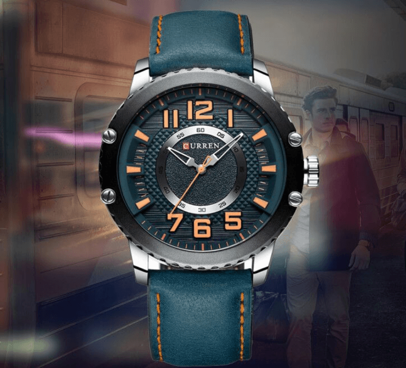 Men's Waterproof  Sport Watch With Leather  Belts  And Large Numbers Details Unique Design Perfect Gift Stevvex