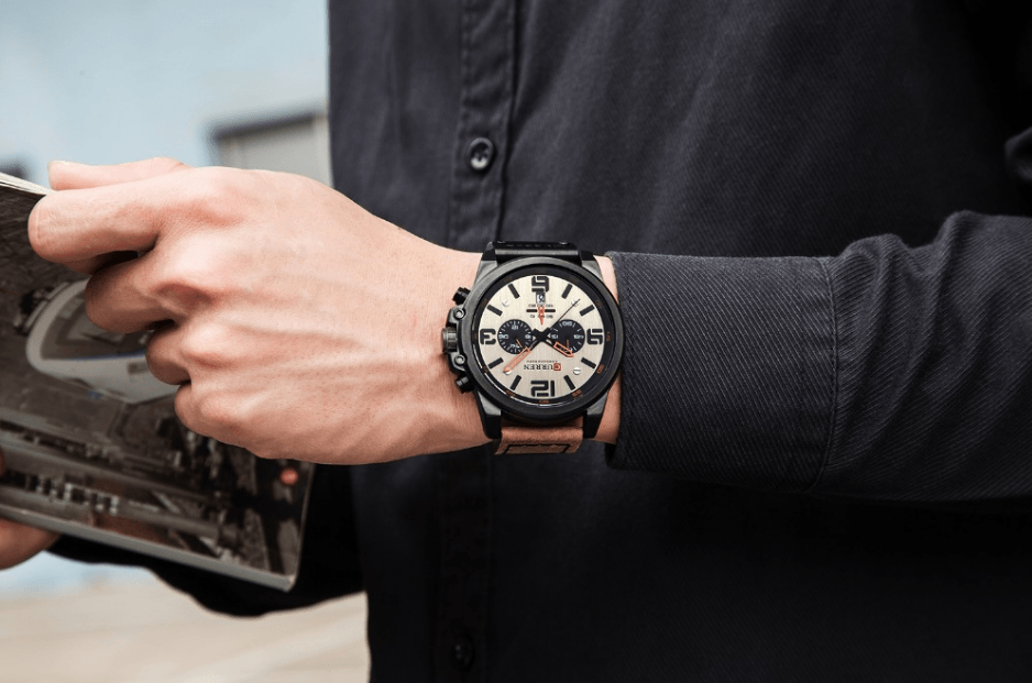 Retro  Waterproof Watch With Chronometers Steel Case And Leather Belts Unique Design Excellent Look Perfect Gift For Your Man Stevvex
