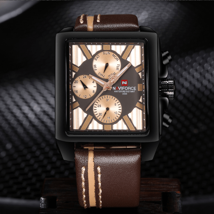 Men's Waterproof Watch With Leather Belt And Chronometers  Retro Style Unique Shape Excellent Gift - SJB-DIAMOND ELITES