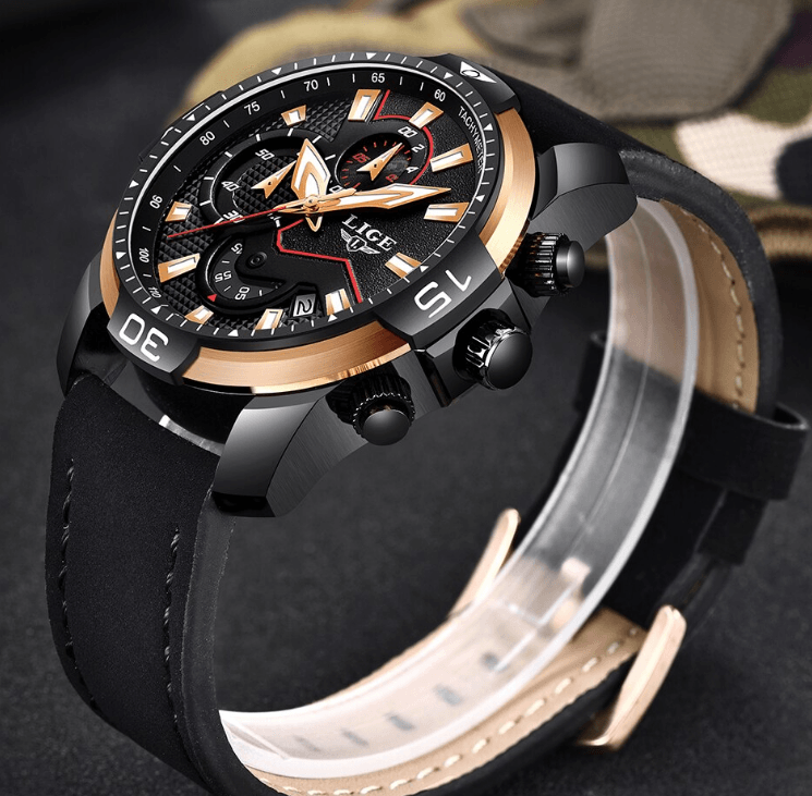 Men's Elegant Waterproof  Watch With Leather Straps   Business Style Watches Unique Design Perfect Gift For Your Man Stevvex