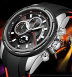 Men's Waterproof Modern Watch With Rubber Straps Multifunction Watches Unique Design Perfect Gift Stevvex