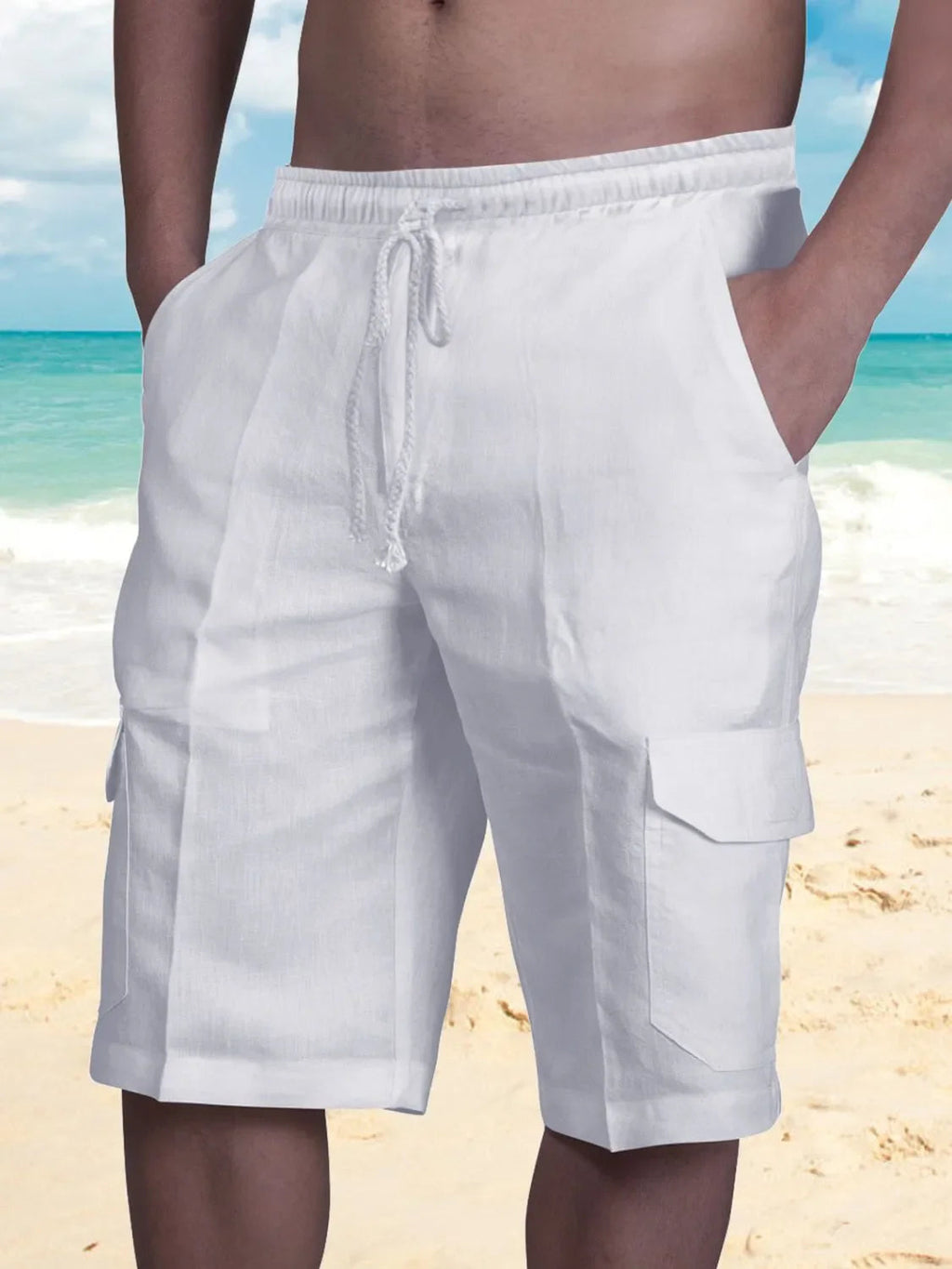 Men's Plus Size Drawstring Pocketed Shorts THRIXINE