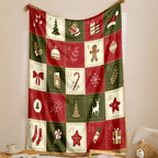 1pc Cozy Vintage Christmas Print Flannel Blanket - Soft, Warm, and Plush Throw for Couch, Sofa, Office, Bed, Camping, and Travel - Multi-Purpose Gift for All Seasons with Versatile Uses Lootquake LLC