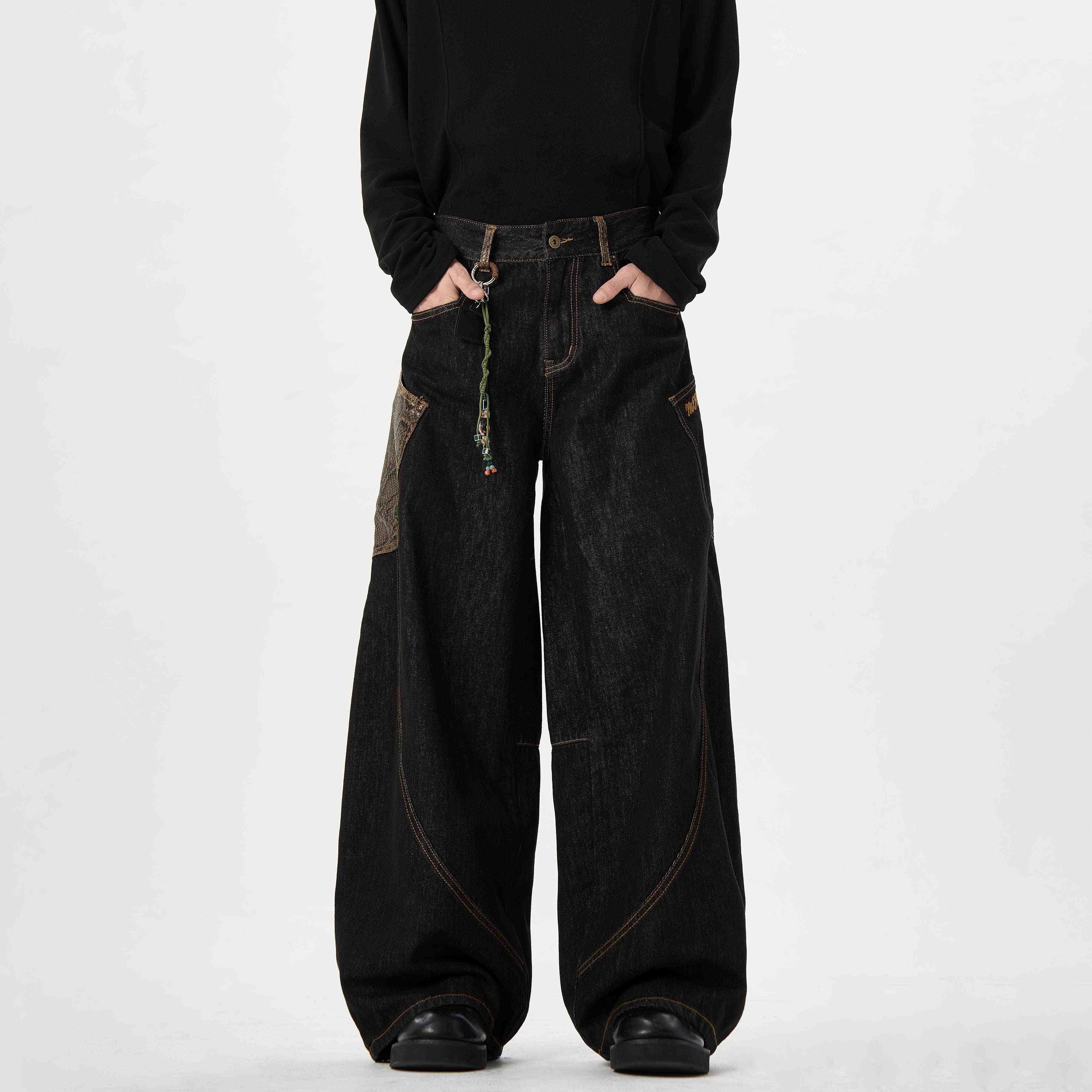 Black Jeans With Wide Legs For Men And Women Lootquake LLC