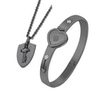 Stainless Steel Love Heart Lock Bangle Bracelet Pi-Mart