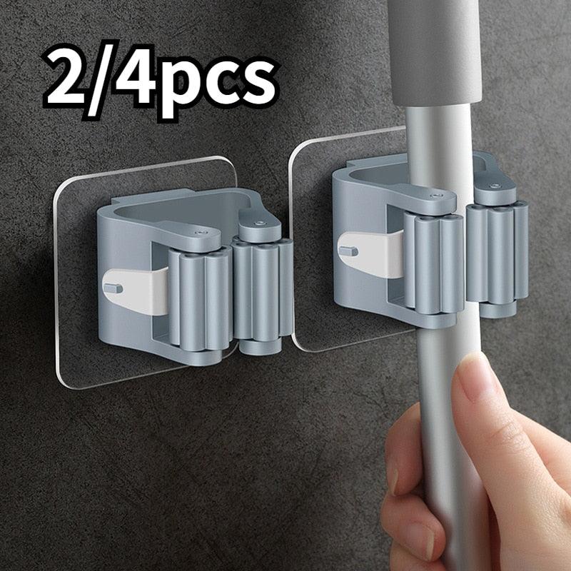 2/4PCS Home Storage Rack Bathroom Suction Hanging Pipe Traceless Hooks Wall Mounted Mop Organizer Holder Waterproof Broom Hanger Storage Rack Bathroom Suction Hanging Pipe Traceless Hooks Wall Mounted Mop Organizer Holder Stevvex