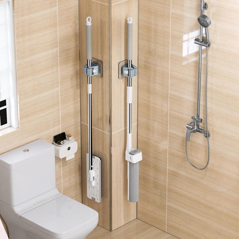 2/4PCS Home Storage Rack Bathroom Suction Hanging Pipe Traceless Hooks Wall Mounted Mop Organizer Holder Waterproof Broom Hanger Storage Rack Bathroom Suction Hanging Pipe Traceless Hooks Wall Mounted Mop Organizer Holder Stevvex