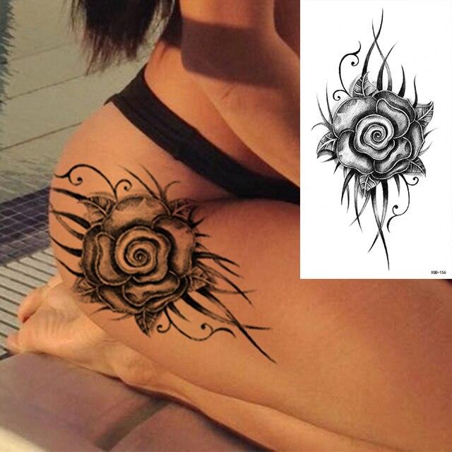 25 Sheets Flower Rose Luxury Tattoos Waterproof Temporary Sticker 3D Rose Flower Tattoos Body Art Arm Fake Tatoo For Womens Stevvex