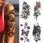 25 Sheets Flower Rose Luxury Tattoos Waterproof Temporary Sticker 3D Rose Flower Tattoos Body Art Arm Fake Tatoo For Womens Stevvex