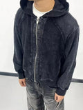 Men's Washed Zip-Up Hoodie with Pockets