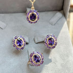 Gulkina Purple Gold Ring Earrings Necklace Amethyst Ornament Suit Pi-Mart