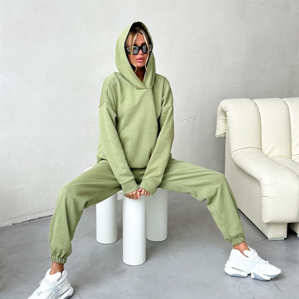 Hooded Pocket Sweatshirt Suit Two-piece Set Pi-Mart