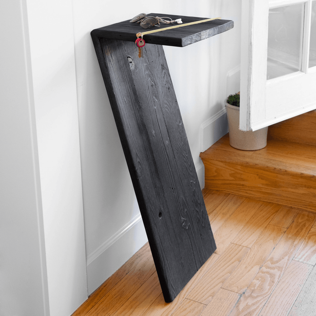 Elevated 7 Console Table With Charred Finish And Brass Accent Lootquake LLC