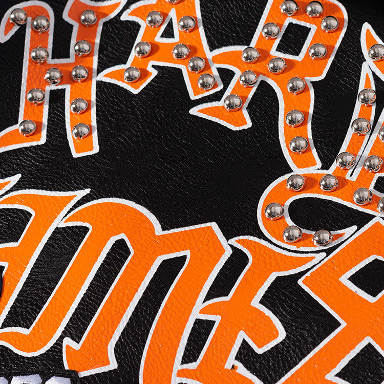 Graffiti Printed Motorcycle Leather Women Pi-Mart