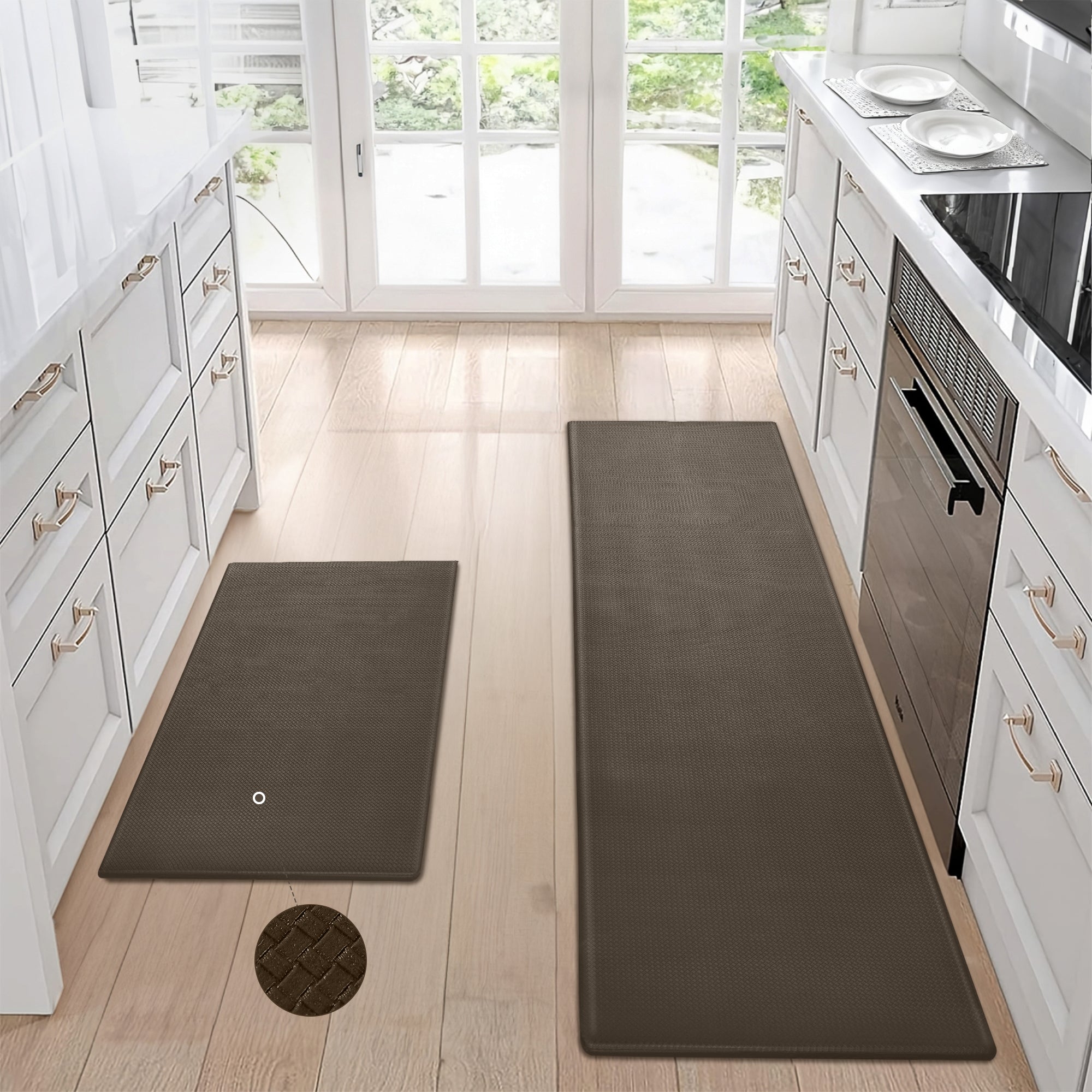 Kitchen Floor Mat Two-piece Set Of Non-slip, Waterproof And Easy To Scrub For Home, Kitchen Pi-Mart