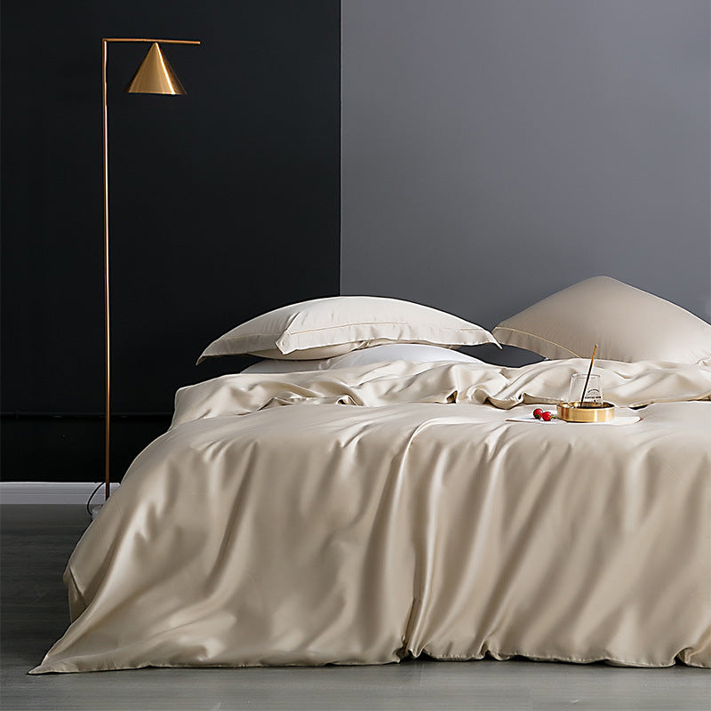 Ice silk pure color simple duvet cover sheet Pi-Mart