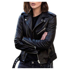 Women's Short Women's Leather Jacket Coat Jacket Pu Pi-Mart