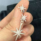 Six-pointed star 925 sterling silver zircon ladies earrings