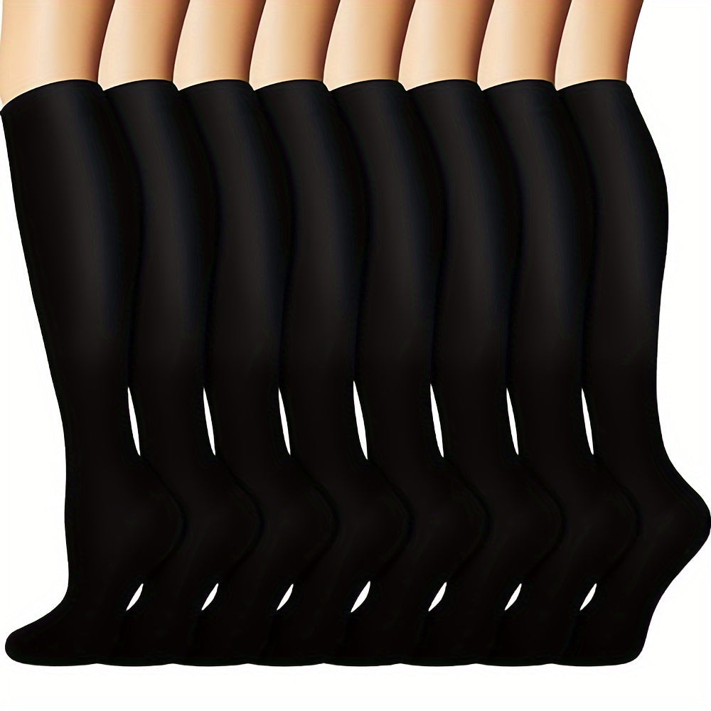 8 Pairs Copper-infused Unisex Compression Socks - Enhanced Circulation Support (10-20 MMHG) - Comfortable Knee High for Nurses, Pregnancy, Running, Hiking, Cycling Lootquake LLC