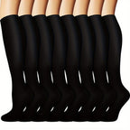 8 Pairs Copper-infused Unisex Compression Socks - Enhanced Circulation Support (10-20 MMHG) - Comfortable Knee High for Nurses, Pregnancy, Running, Hiking, Cycling Lootquake LLC
