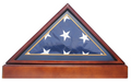 Burial/Funeral Flag Display Case Frame, Military Shadow Box with Pedestal Stand - Engraved Emblem The Military Gift Store