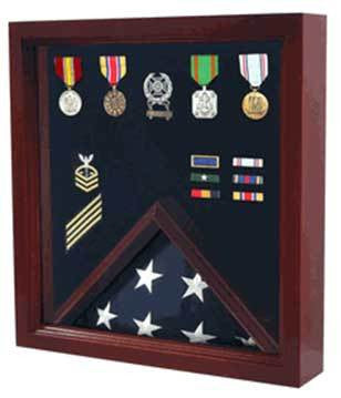 Flags Connections Flag Medal Display Case, Wood Military Flag Medal Shadow Boxes The Military Gift Store