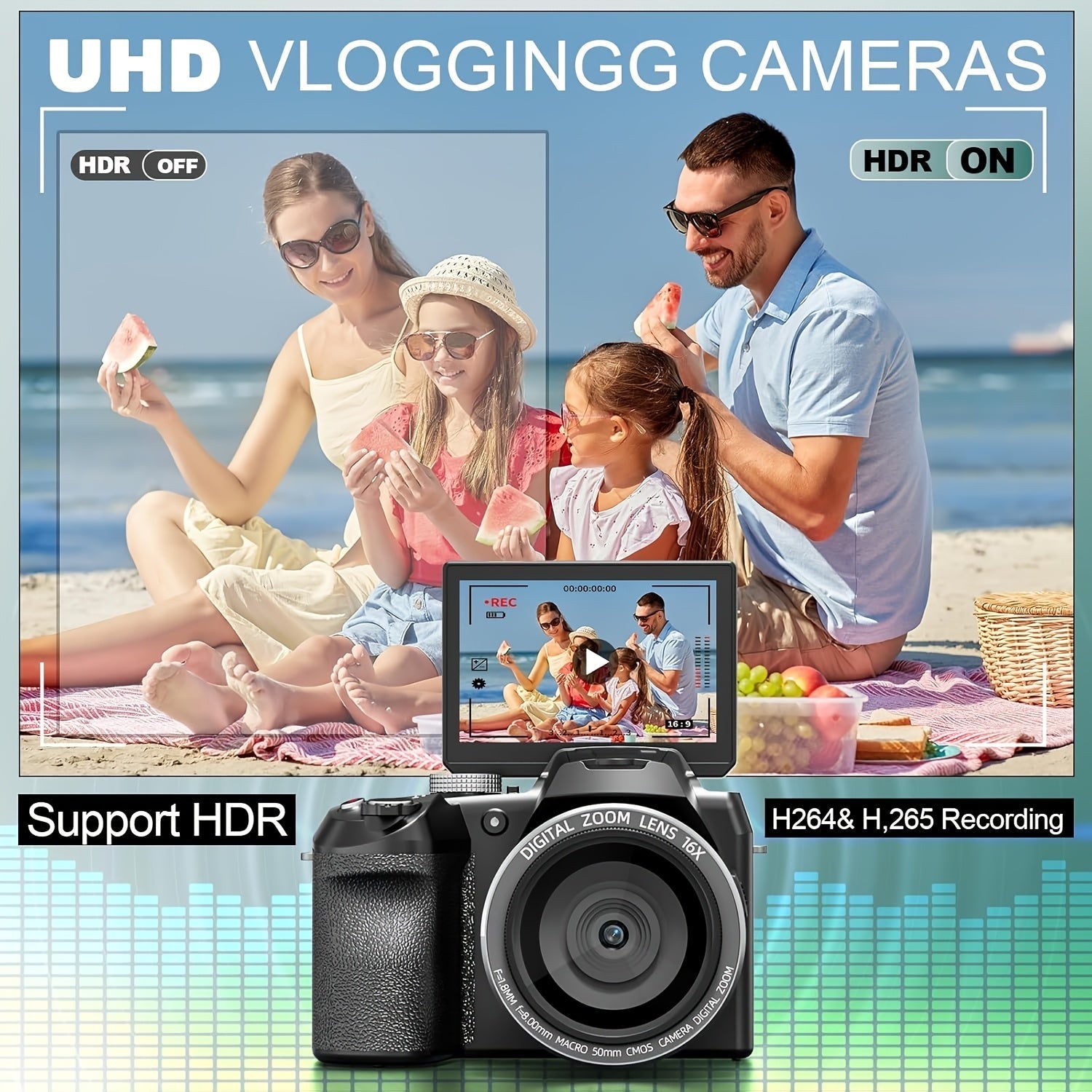 NBD 64MP Digital Camera for Photography, 5K Vlogging Camera for YouTube with 3" Flip Screen, 16X Digital Zoom, Autofocus, 2 Batteries, 32GB TF Card(S205, Black) Lootquake LLC