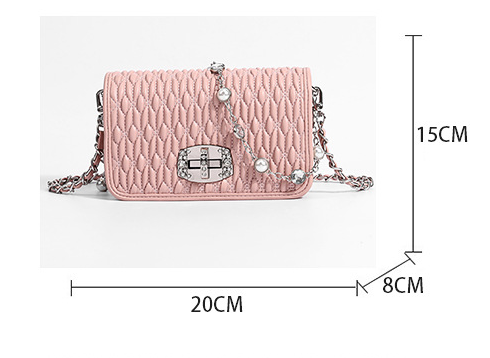 Simple female bag trendy embroidery purse with diamond chain single shoulder purse crossbody - SJB-DIAMOND ELITES