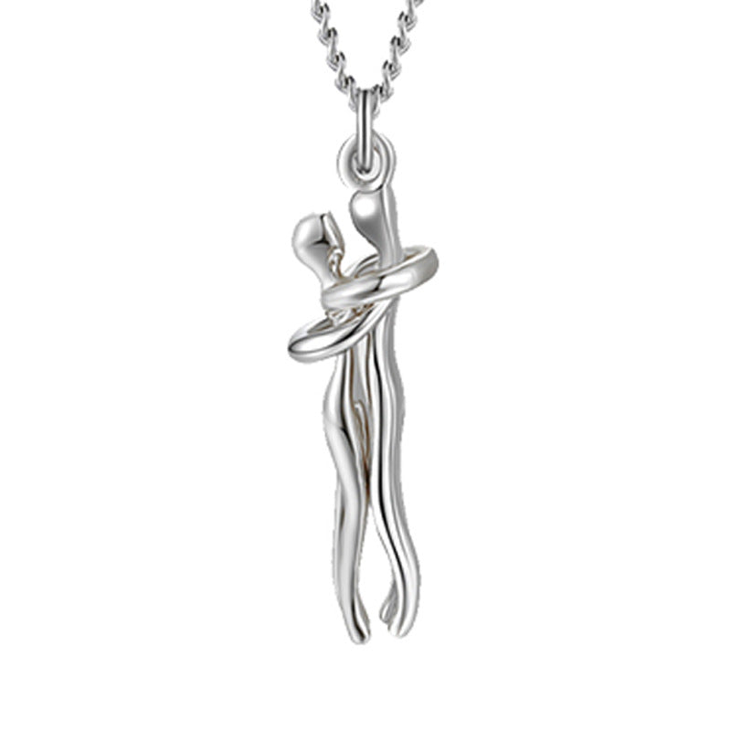 Love Hug Necklace Unisex Men Women Couple Jewelry Simple Temperament Clavicle Chain Valentines Day Lover Gift Pi-Mart