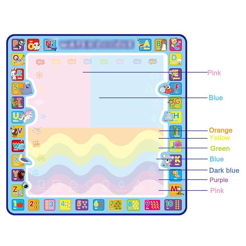 Coolplay 100x100cm Magic Water Drawing Mat Doodle Mat & 4 Drawing Pens & 1 Stamps Set Painting Board Educational Toys for Kids - SJB-DIAMOND ELITES