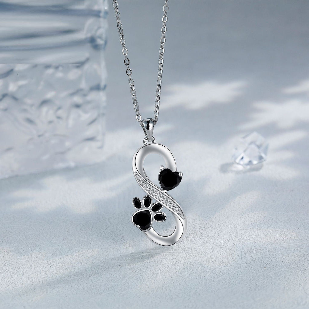 European And American Infinite Symbol Necklace Female With Hearts Paw Print Pendant Ornaments Pi-Mart
