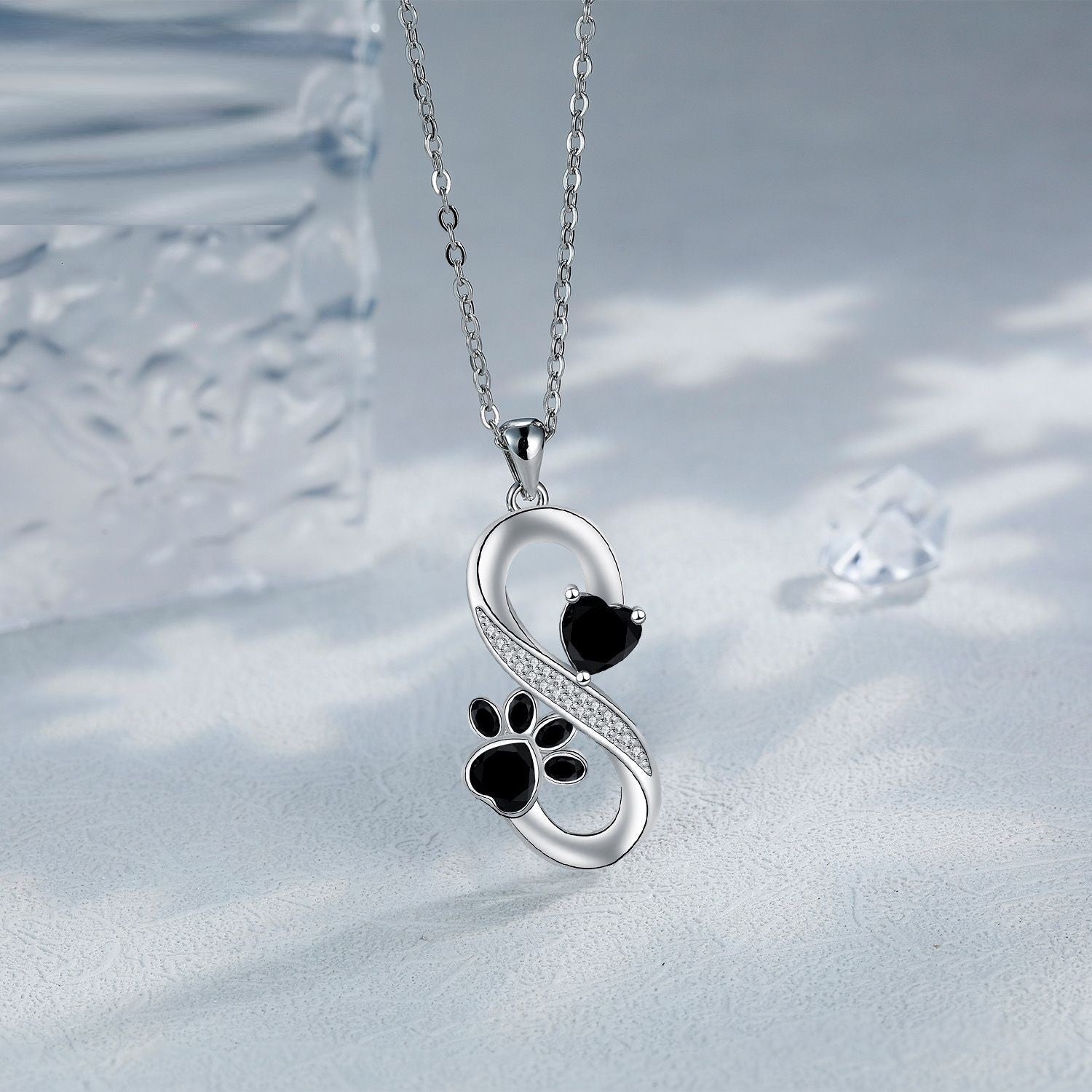 European And American Infinite Symbol Necklace Female With Hearts Paw Print Pendant Ornaments Pi-Mart