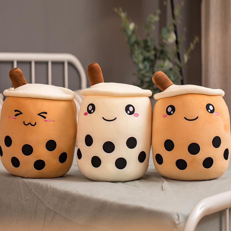 Cute Fruit Drink Plush Stuffed Soft Strawberry Milk Tea Plush Boba Tea Cup Toy Bubble Tea Pillow Cushion Kids Gift Pi-Mart
