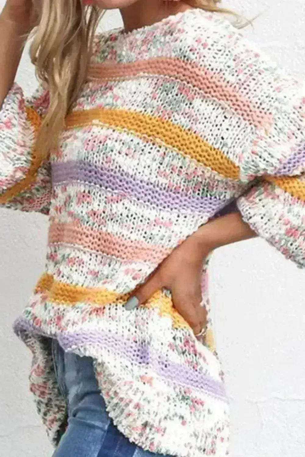 Contrast Stripes Long Sleeve Sweater | Femstylo - SJB-DIAMOND ELITES