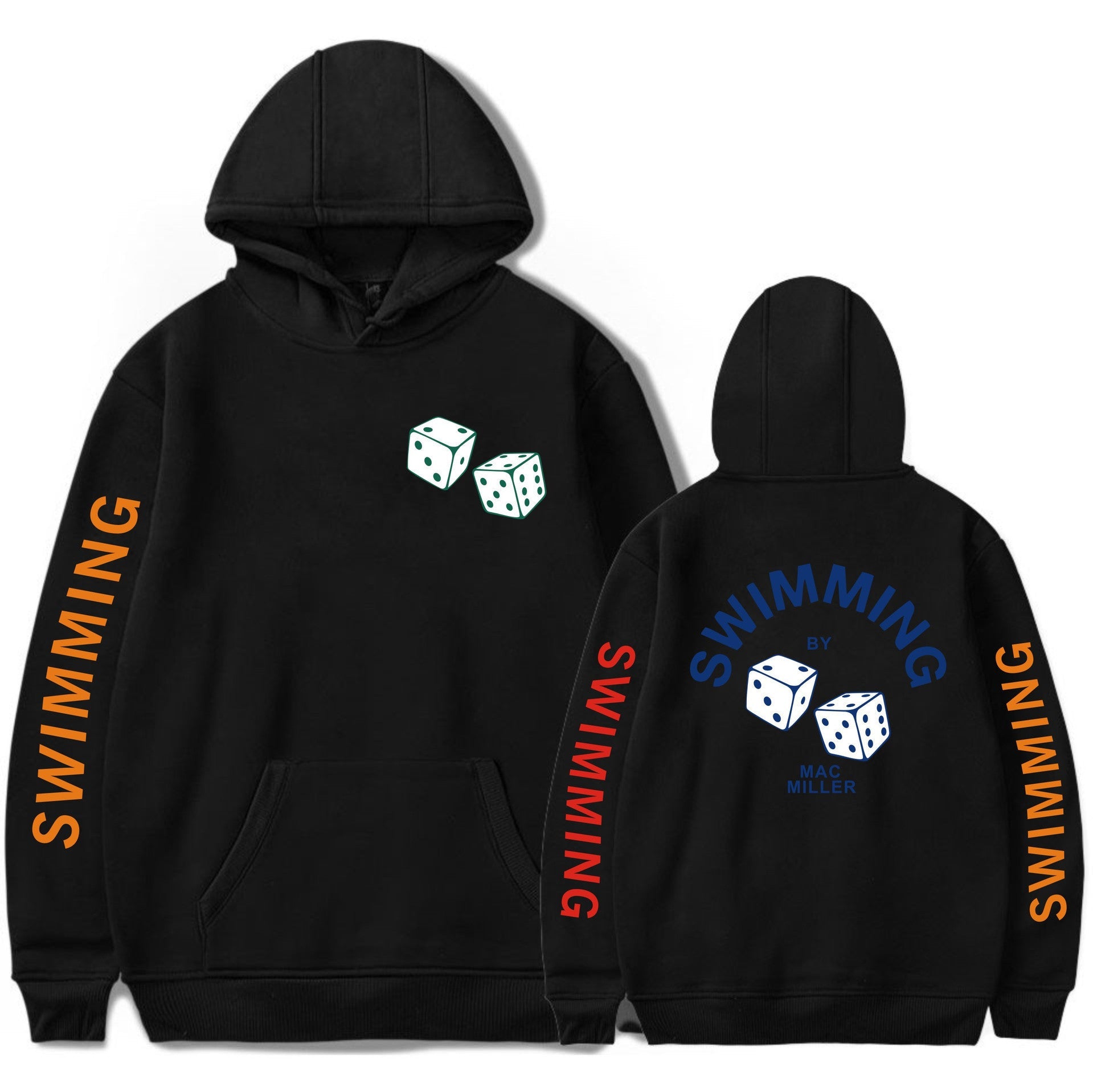 Men's And Women's Hooded Sweatshirt With Dice Print Pi-Mart