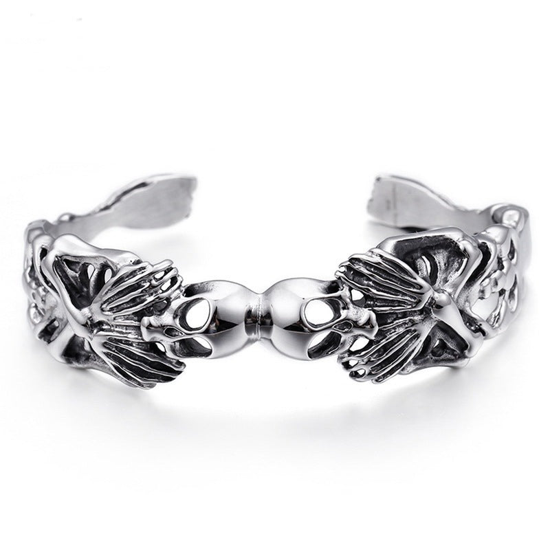 Men's Stainless Steel Skull Opening Bracelet