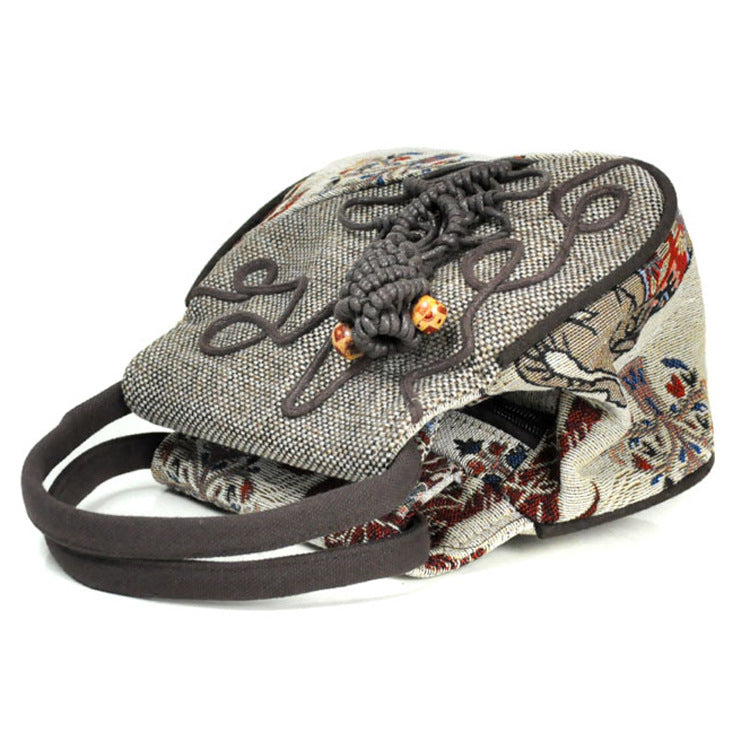 Burlap woven handbag Pi-Mart