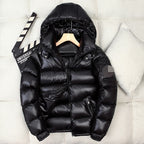 Short Shiny Hooded Couple Thick Warm Jacket White Duck Down Handsome Trend