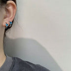 Blue Star Hoop Earrings Pi-Mart