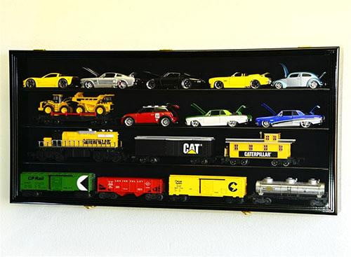 O Scale Train Display Case Cabinet Wall Rack w/ UV Protection- Lockable -Black The Military Gift Store