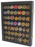 Lockable Military Challenge Coin Casino Chip Display Case Cabinet Rack, Real Glass Door, COIN26-BLA The Military Gift Store