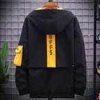 Men’s Casual Jacket – Korean Style Thickened Hooded Coat for Spring & Autumn | Trendy Youth Outerwear | Polyester Windbreaker (Yellow, Gray, Black) – Sizes M to XXXXL