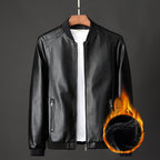 Slim Fit Men's PU Leather Jacket - Stand Collar Motorcycle Style Jacket (Regular Length) Pi-Mart