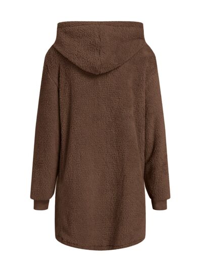 Comfortable Fuzzy Pocketed Zip-Up Long Sleeve Hooded Jacket Cozy & Warm Soft Outerwear For Winter Stevvex