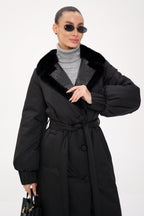 Genuine Mink Fur Real Python Leather Trim Coat - SJB-DIAMOND ELITES