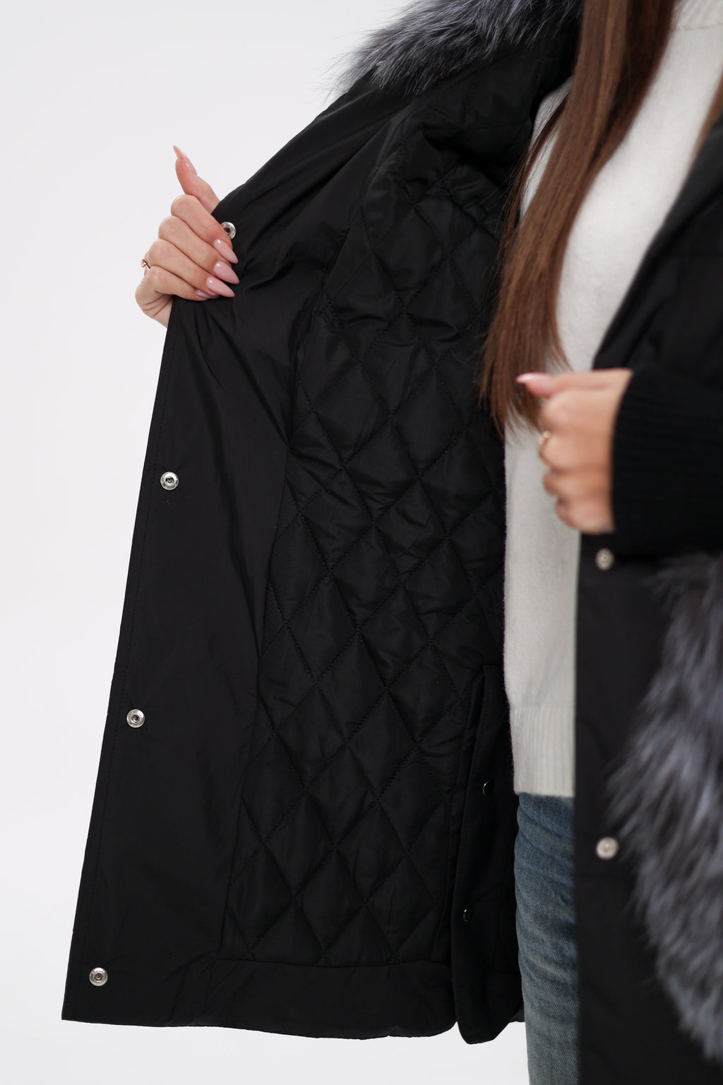 Genuine Silver Fox Down Fill Coat - SJB-DIAMOND ELITES