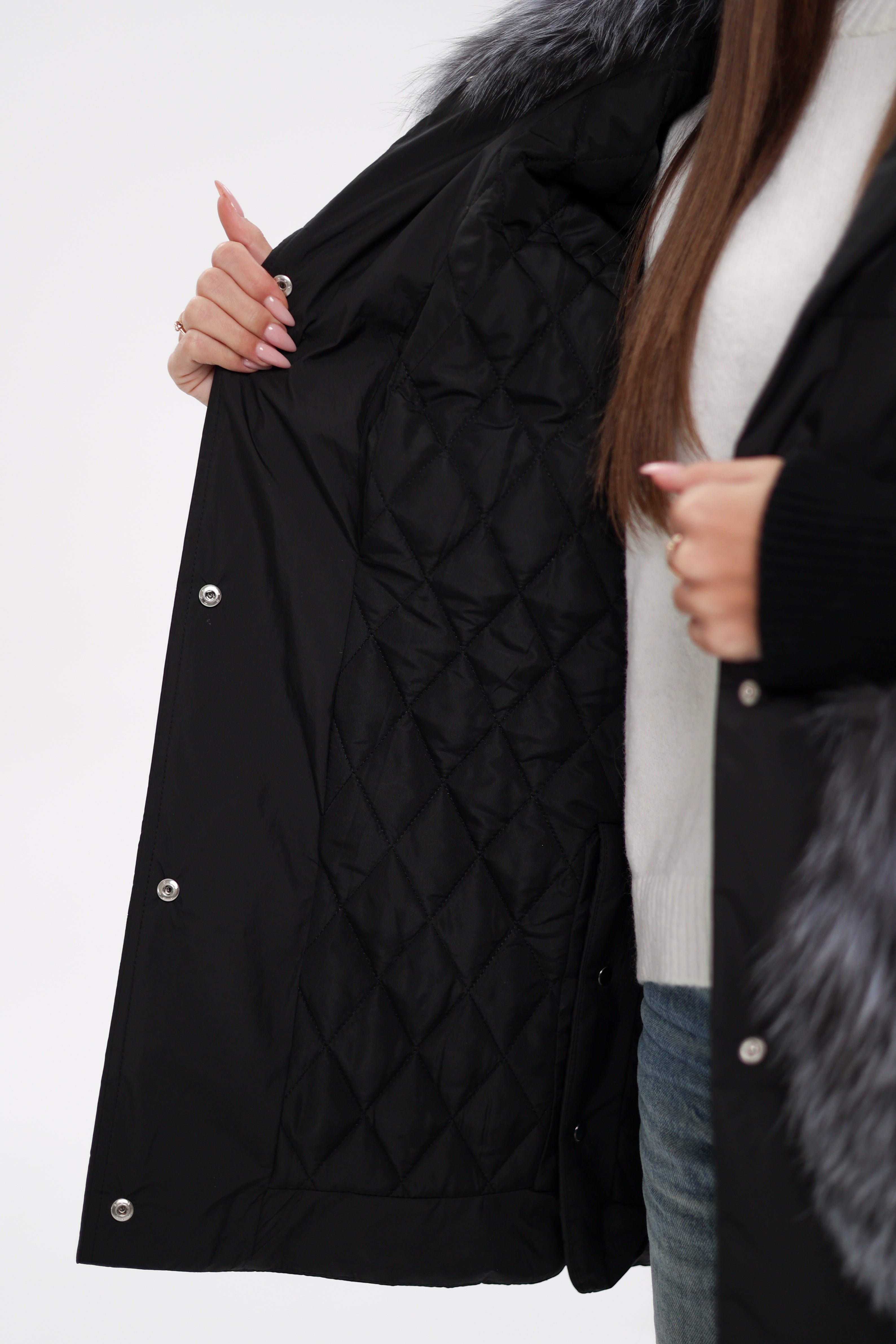 Genuine Silver Fox Down Fill Coat - SJB-DIAMOND ELITES
